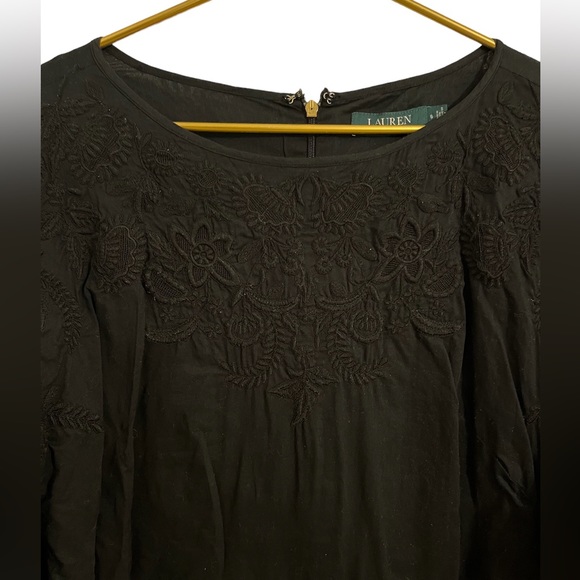 Lauren by Ralph Lauren black embroidered dress midi size 6 - Picture 6 of 8